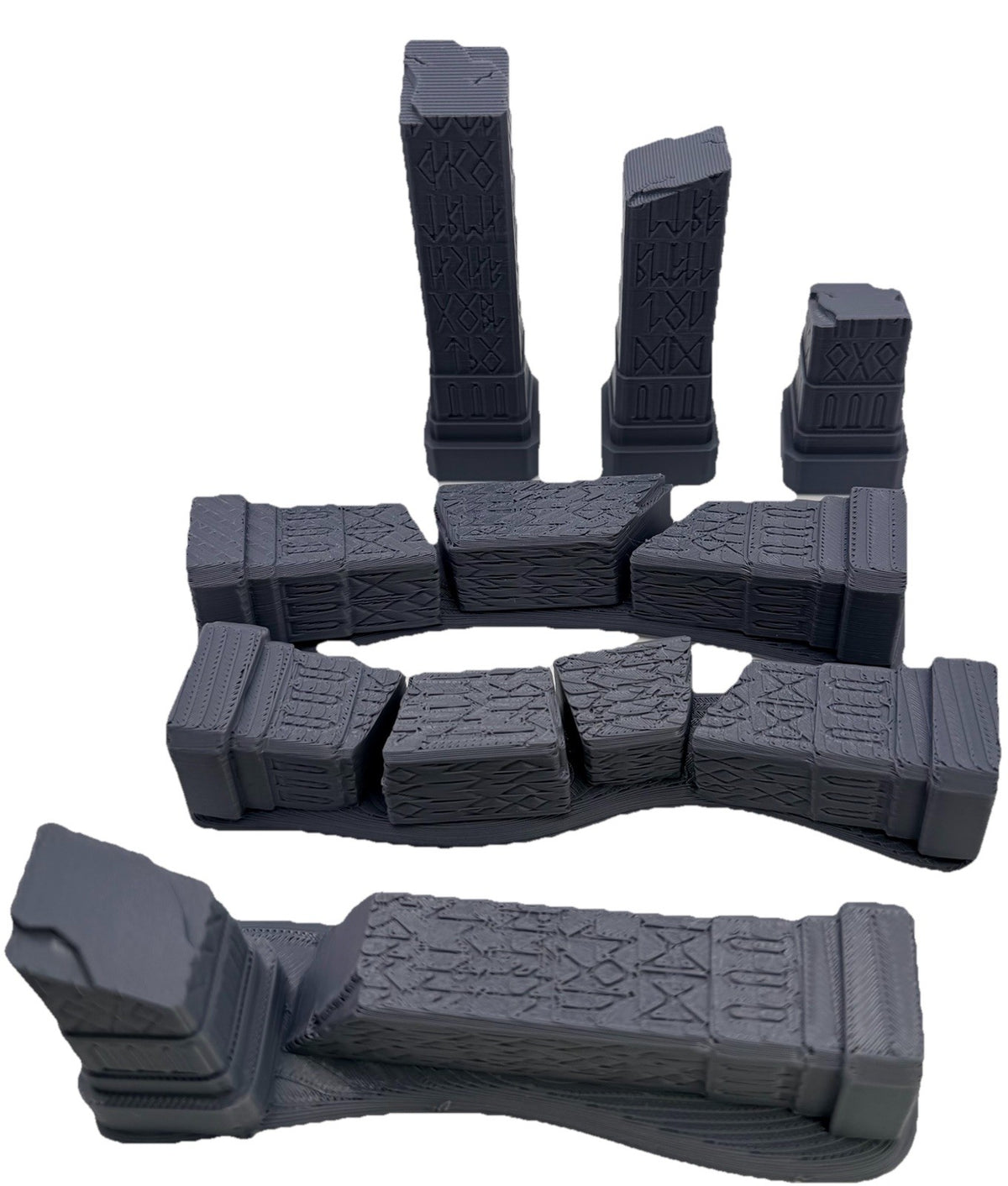 Ancient Temple Pillar Ruins Terrain Set 7 Piece Tabletop Scenery