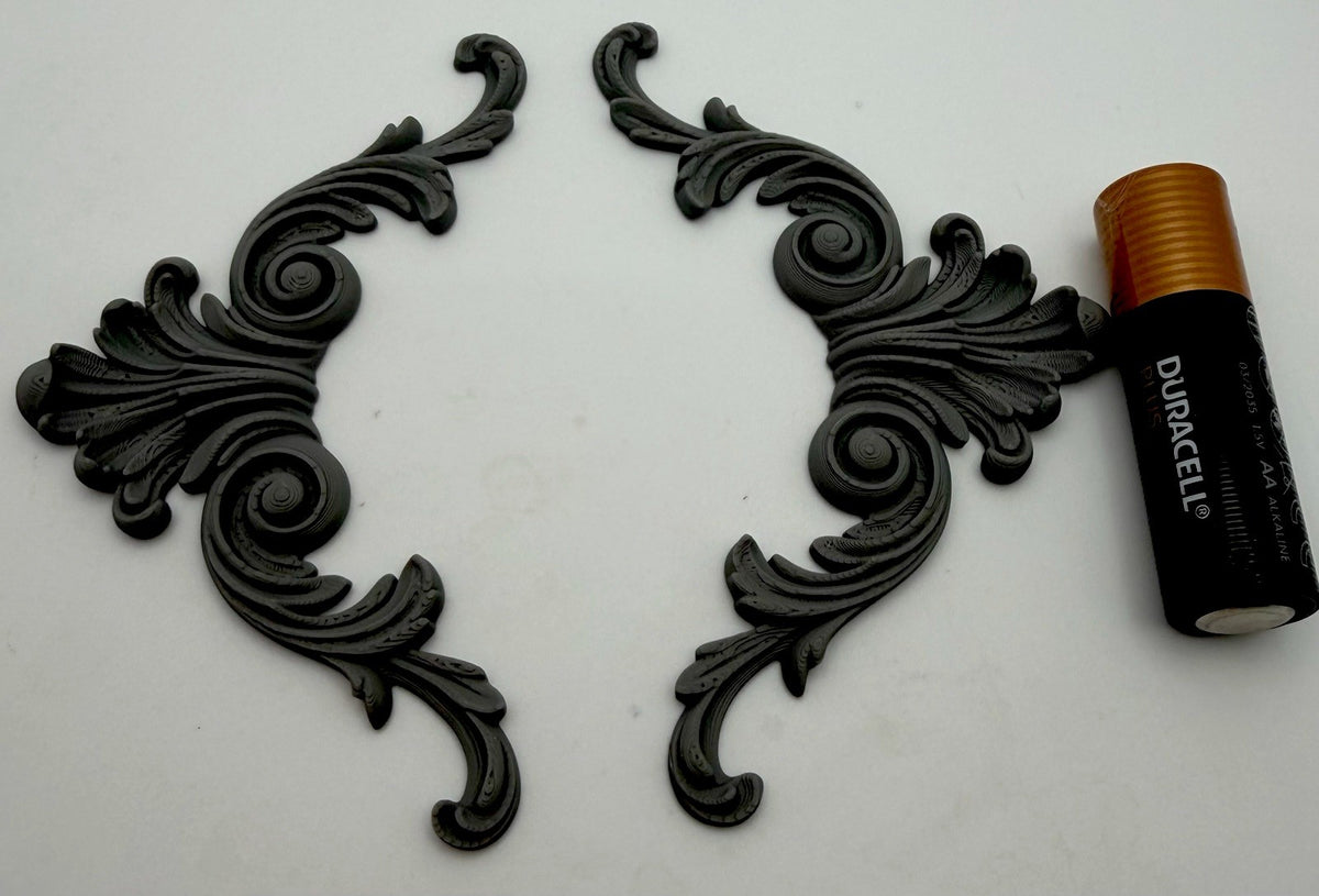 Pair Ornate Furniture Appliques Decorative Friezes Baroque Scrollwork Style 8