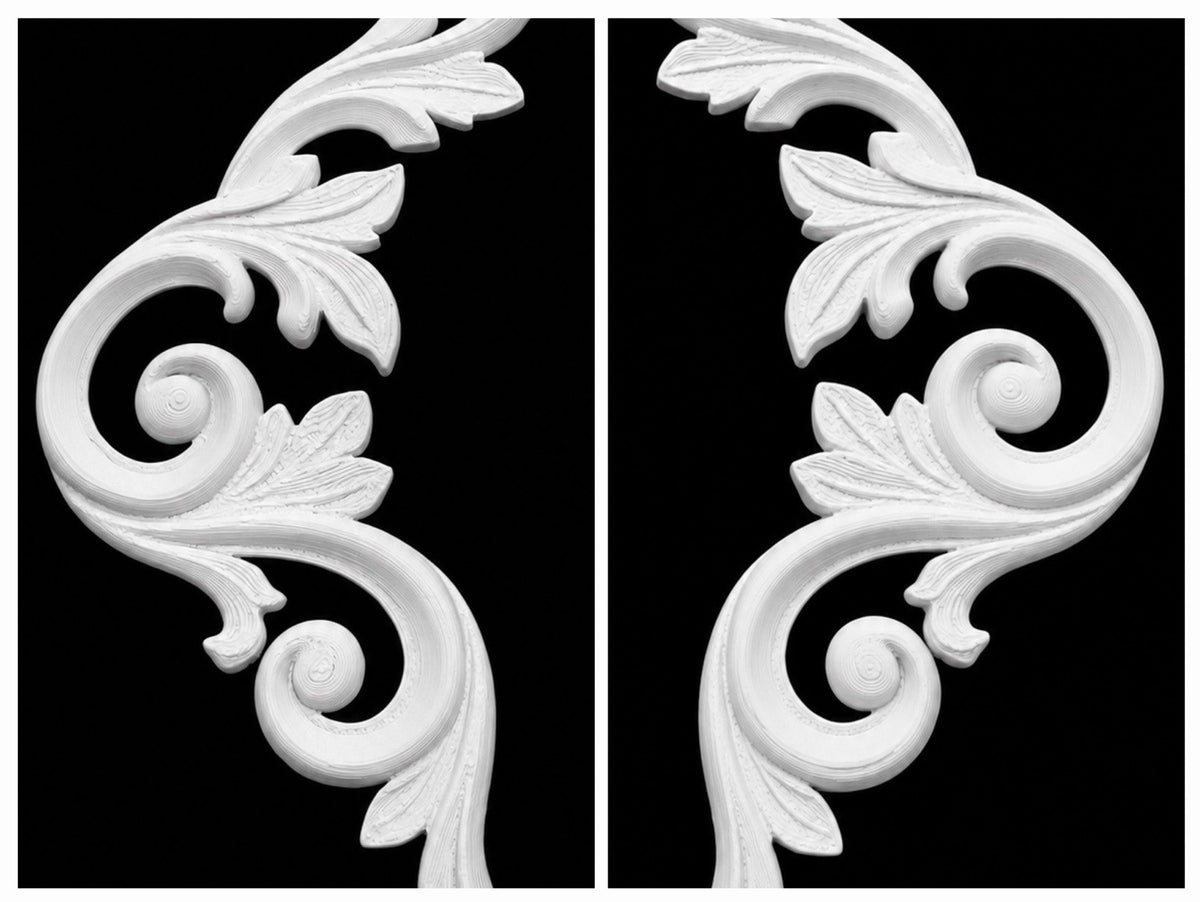 Pair Ornate Acanthus Scroll Furniture Appliques Decorative Frieze - Style 3