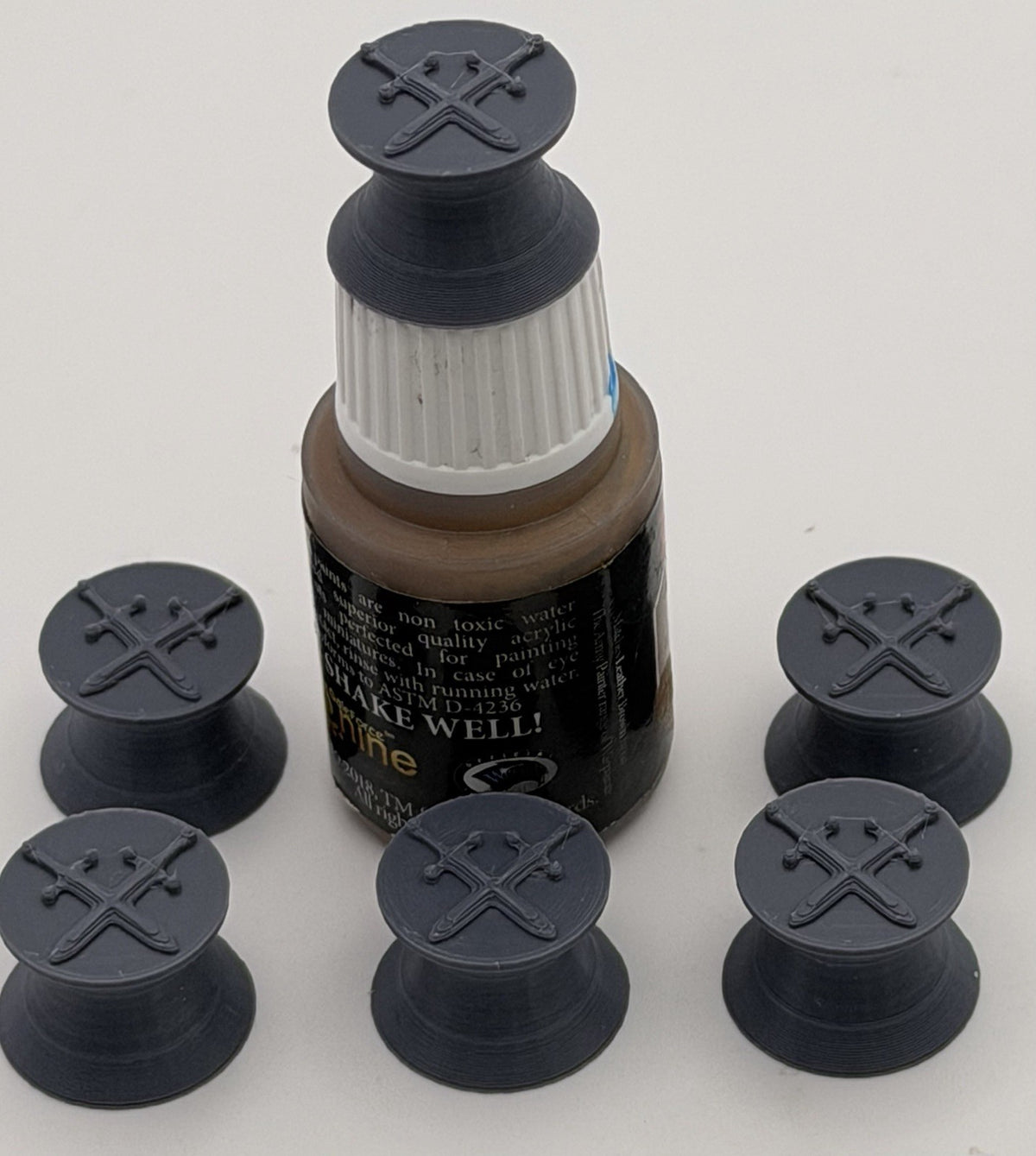Crossed Swords Paint Cap Swatches for Vallejo & Army Painter Bottles