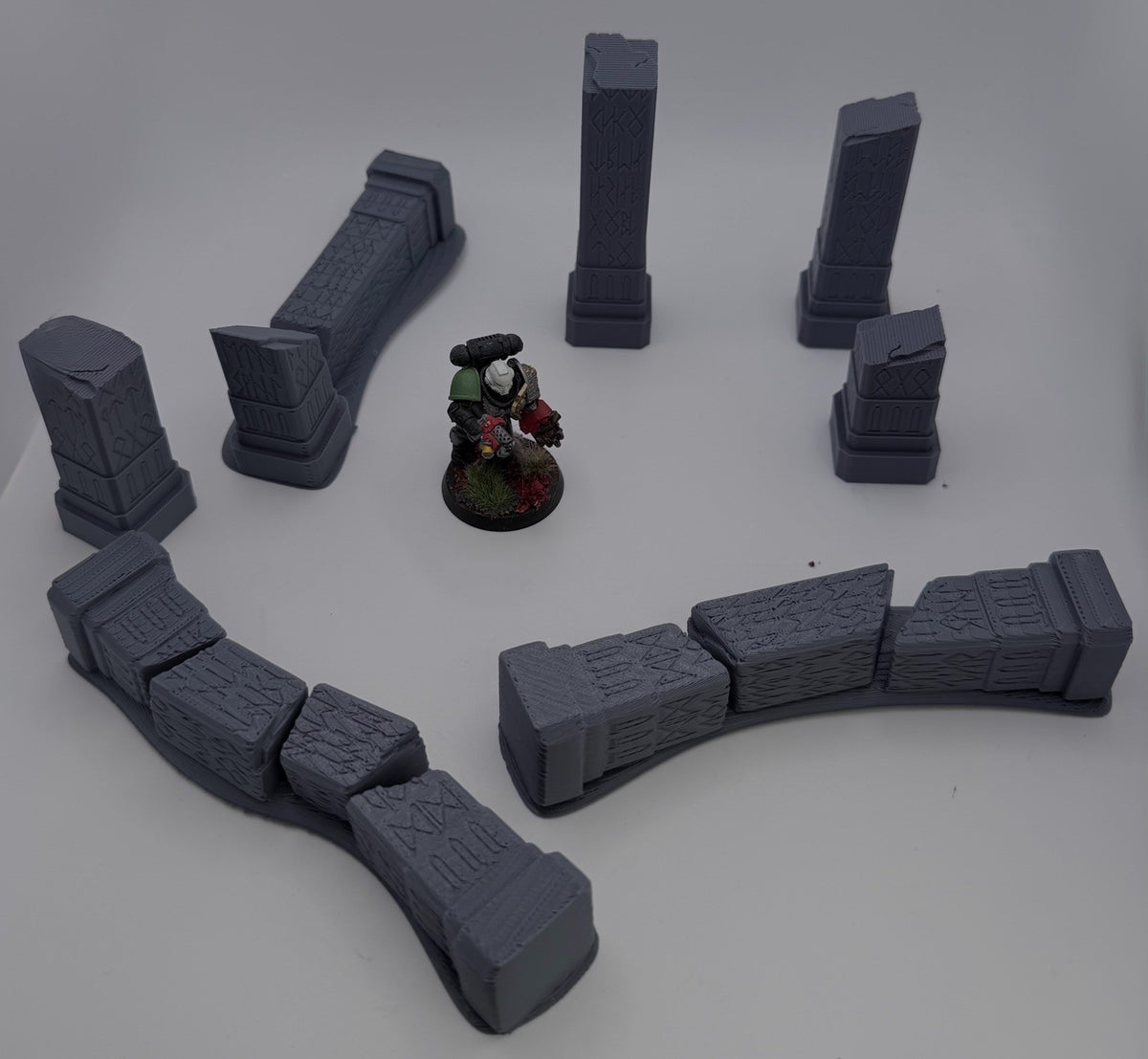 Ancient Temple Pillar Ruins Terrain Set 7 Piece Tabletop Scenery
