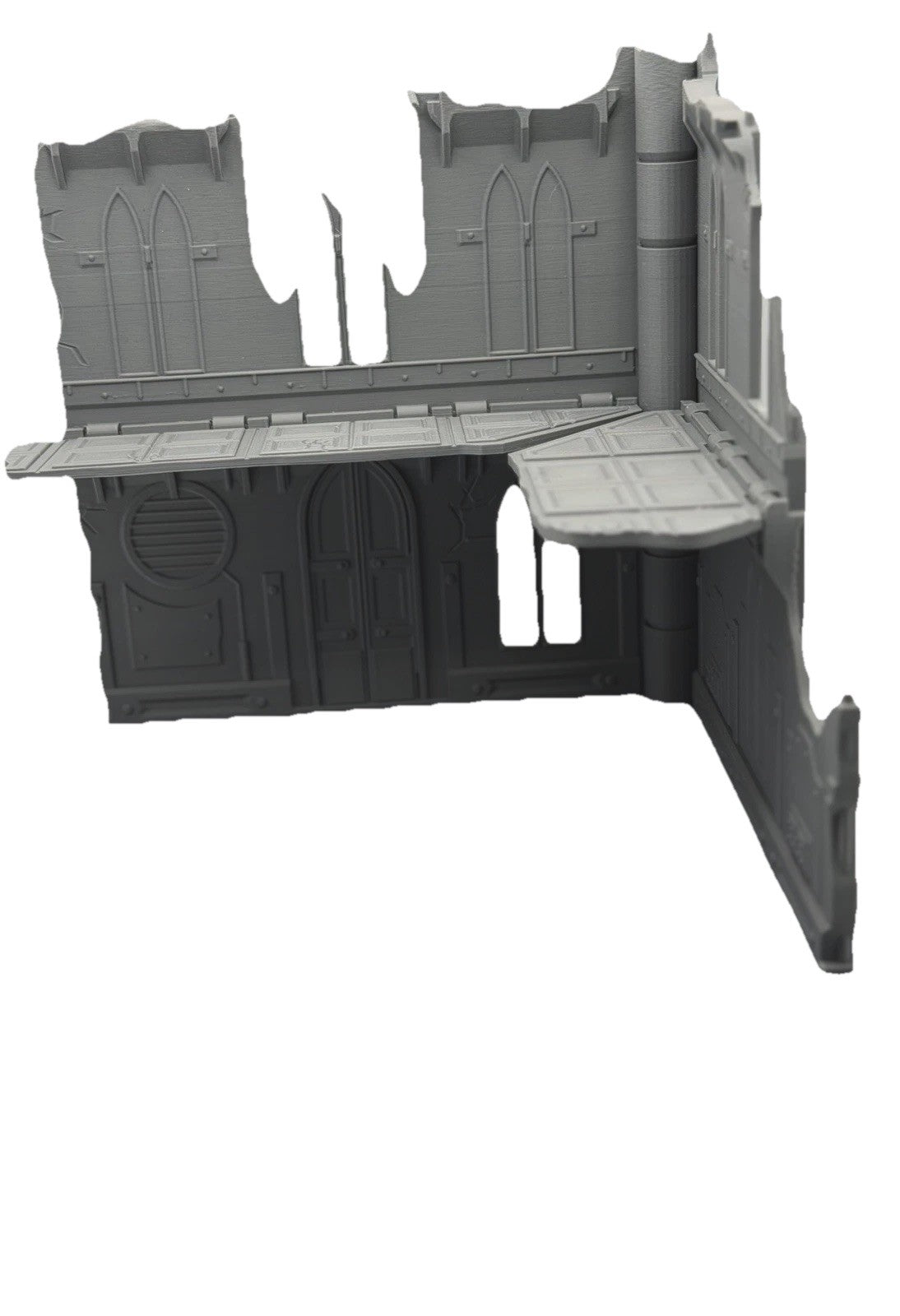 Gothic Corner Ruin Terrain with Raised Platform Tabletop Wargaming Scenery