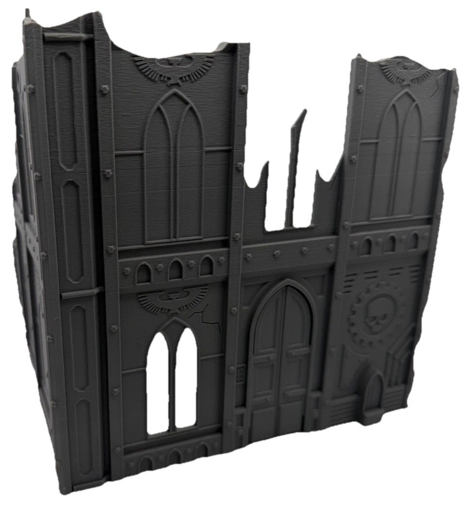 Gothic Corner Ruin Terrain with Raised Platform Tabletop Wargaming Scenery