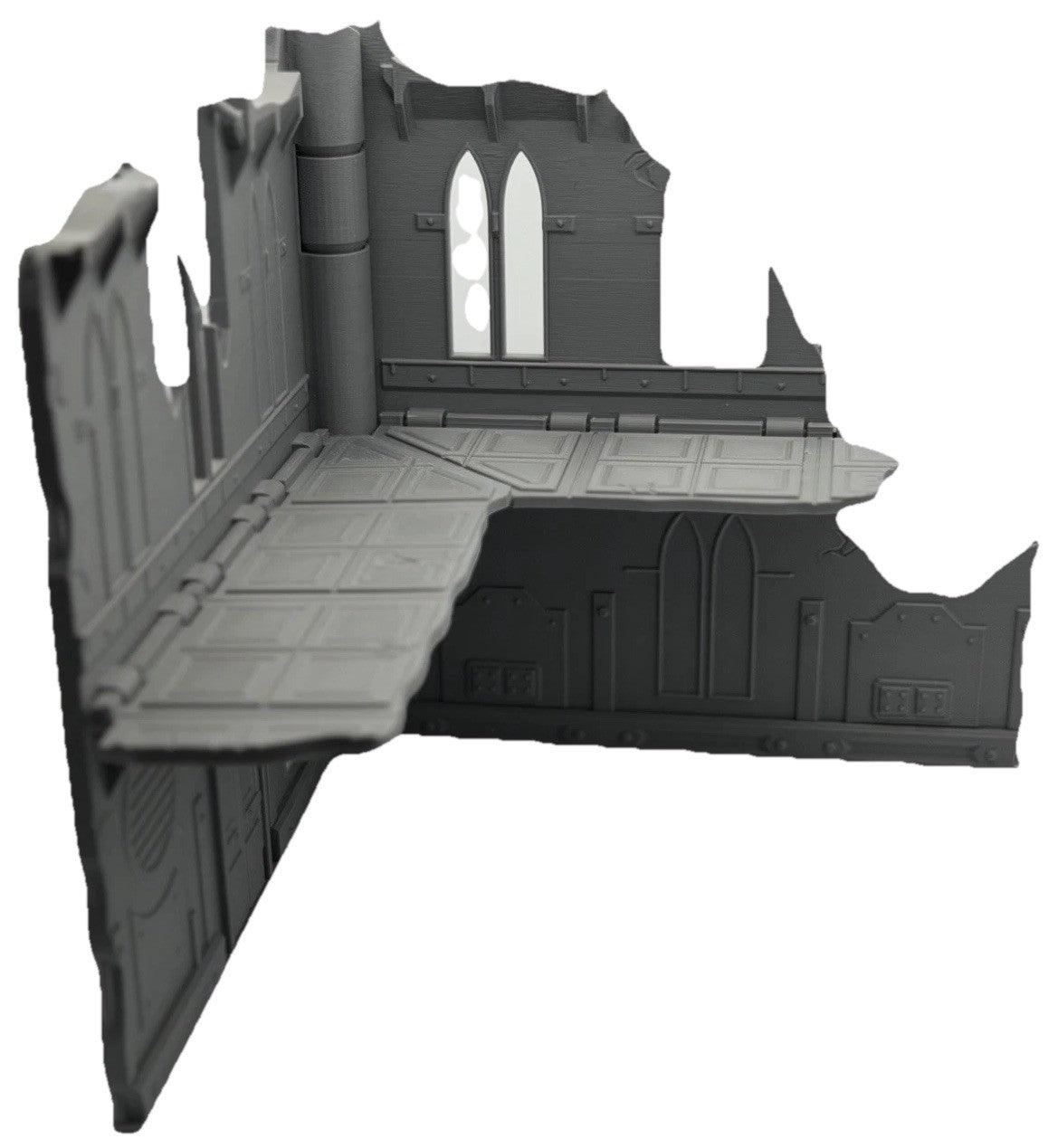 Gothic Corner Ruin Terrain with Raised Platform Tabletop Wargaming Scenery