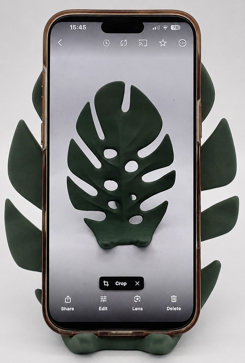 Monstera Leaf Phone Stand Holder - Botanical Desk Mobile Display - 3D Printed