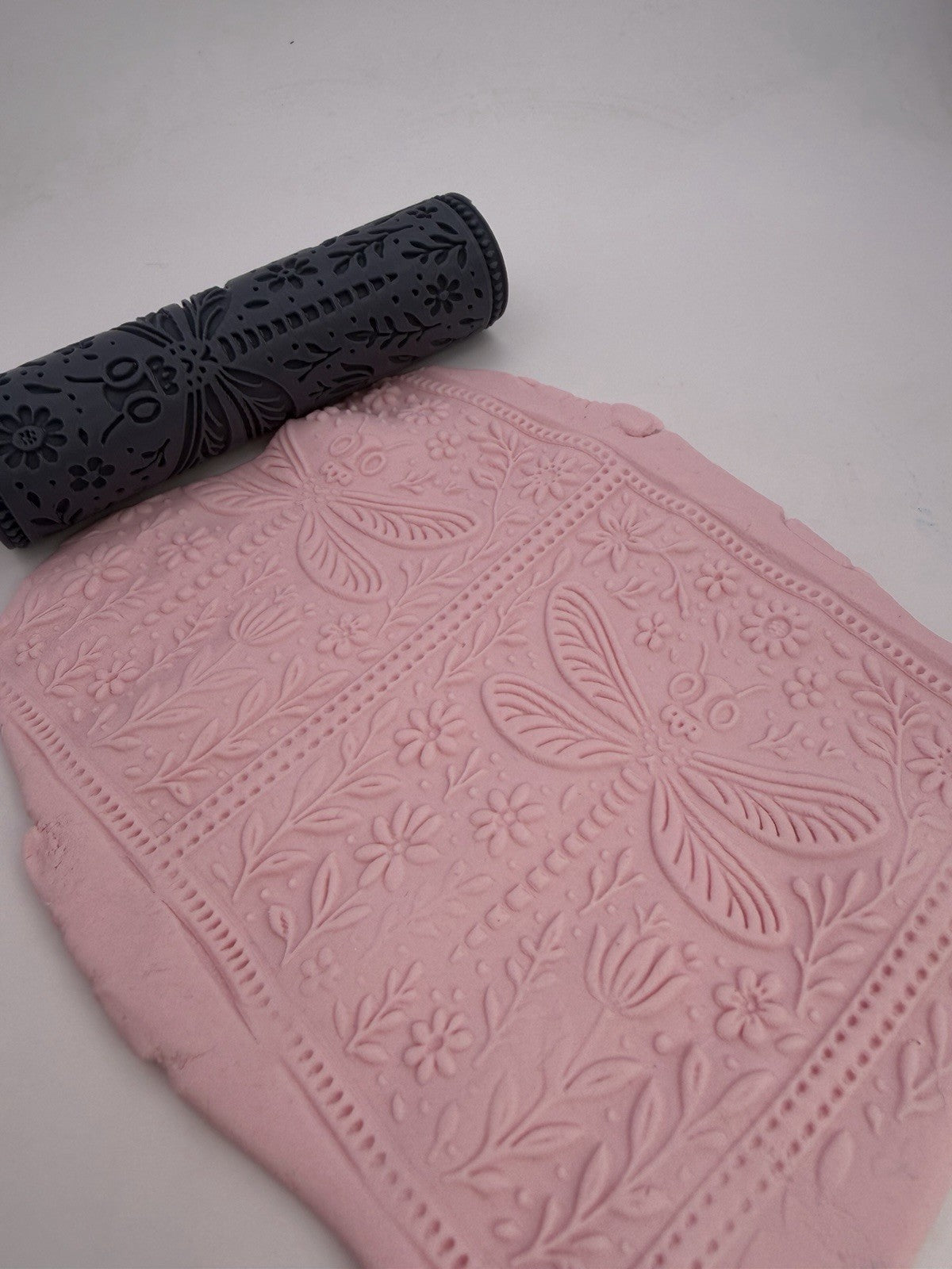 Dragonfly Floral Emboss & Deboss Texture Roller Pair No. 4
