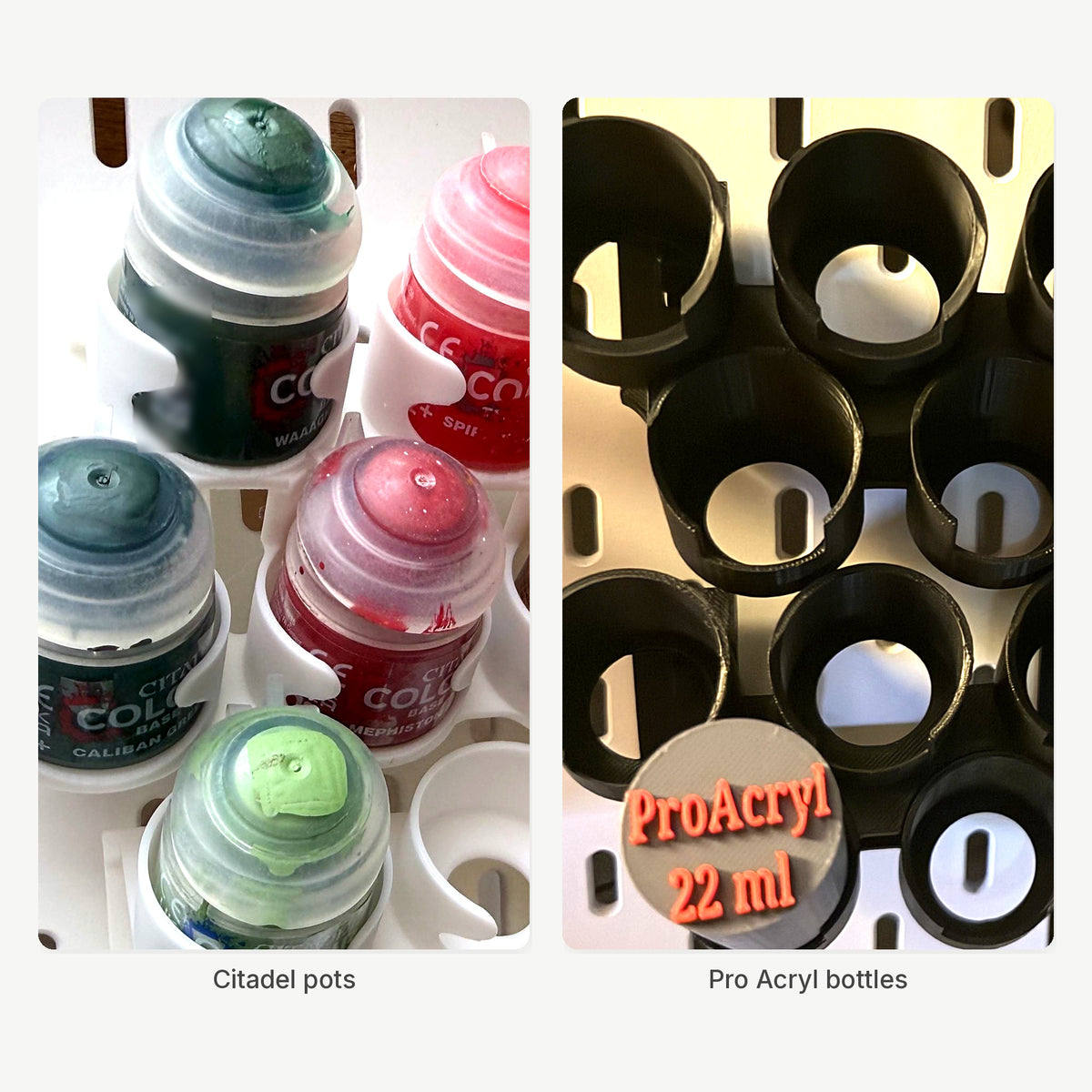 Staggered pot holders and wide bottle holders for SKÅDIS pegboard - the holder types included in this bundle