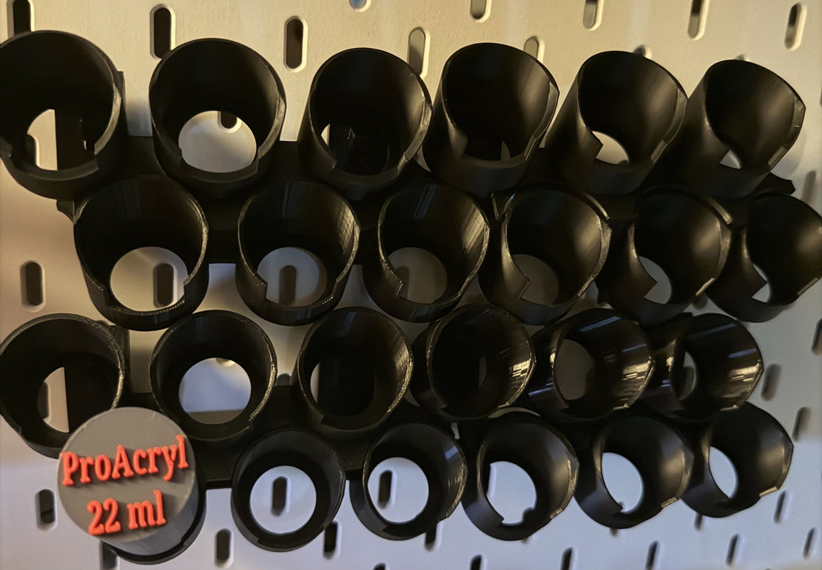 Black wide bottle holders for SKÅDIS, sized for Pro Acryl 22 ml bottles