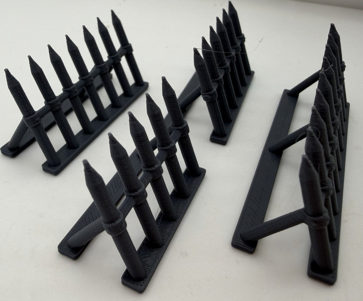 Spiked barricades angled view showing the supporting struts