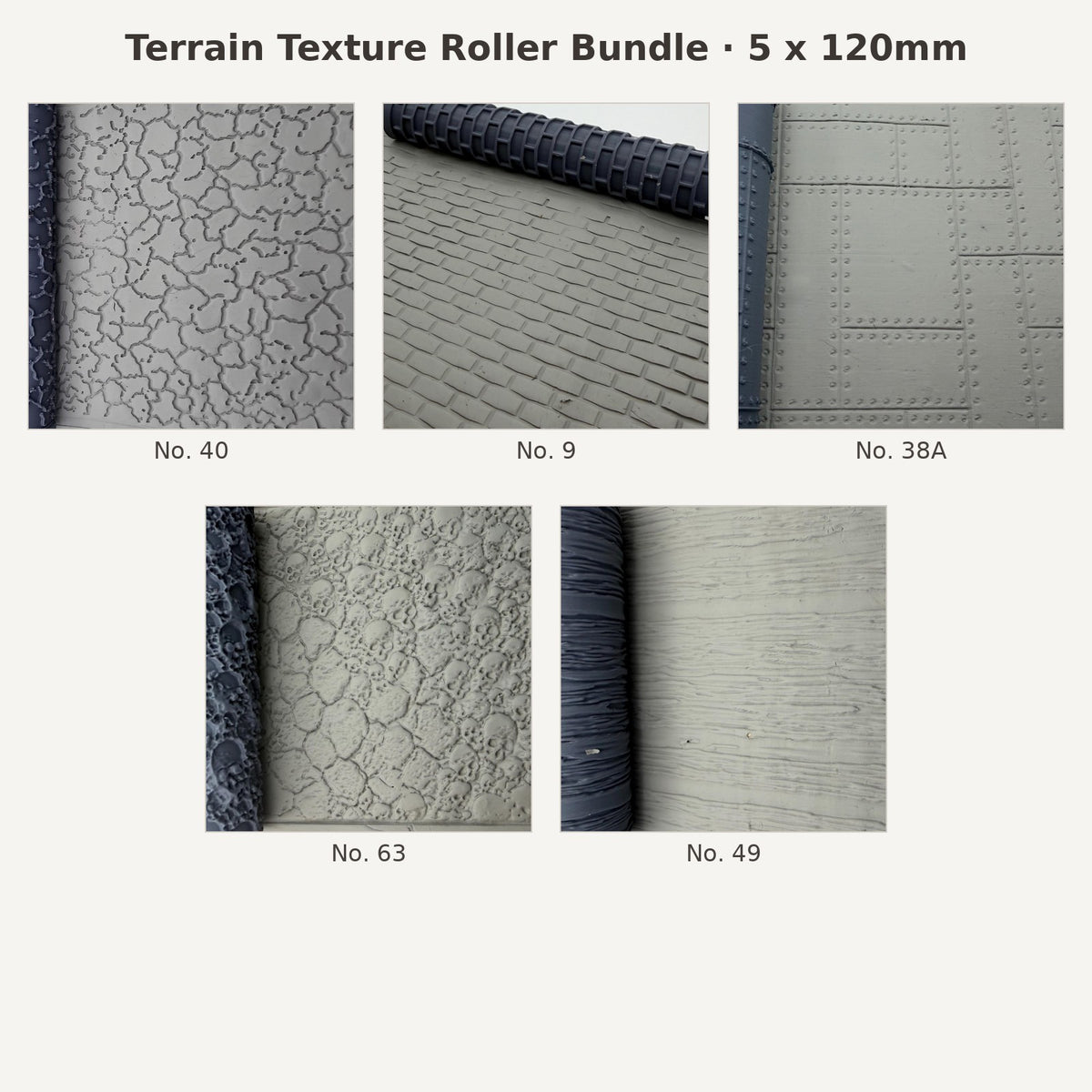 Terrain texture roller bundle, 5 x 120mm