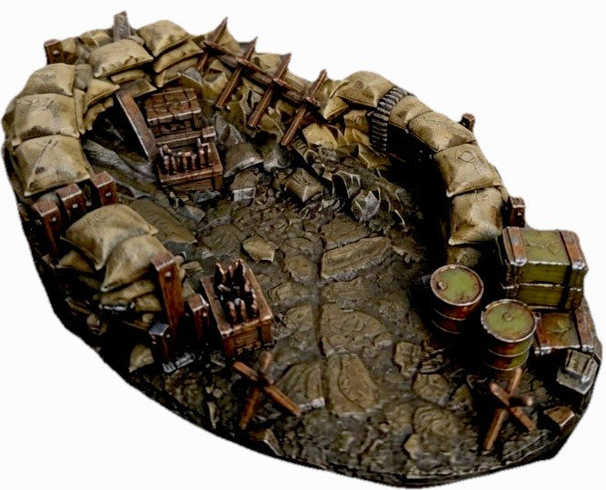 Painted example of the trench warfare 170x109mm oval display base